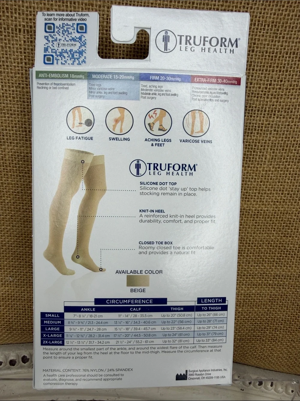Truform Beige Medical Compression Stockings - Moderate 15-20 mmHg, Medium
